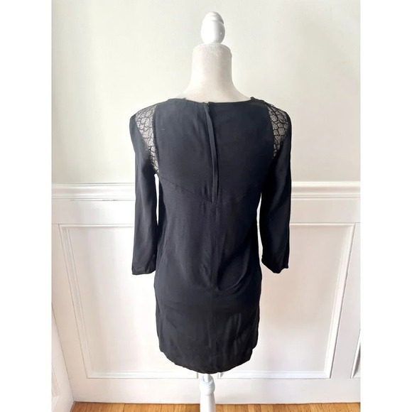 H&M Black Lace Inset Long Sleeve Dess 4 - Picture 3 of 5